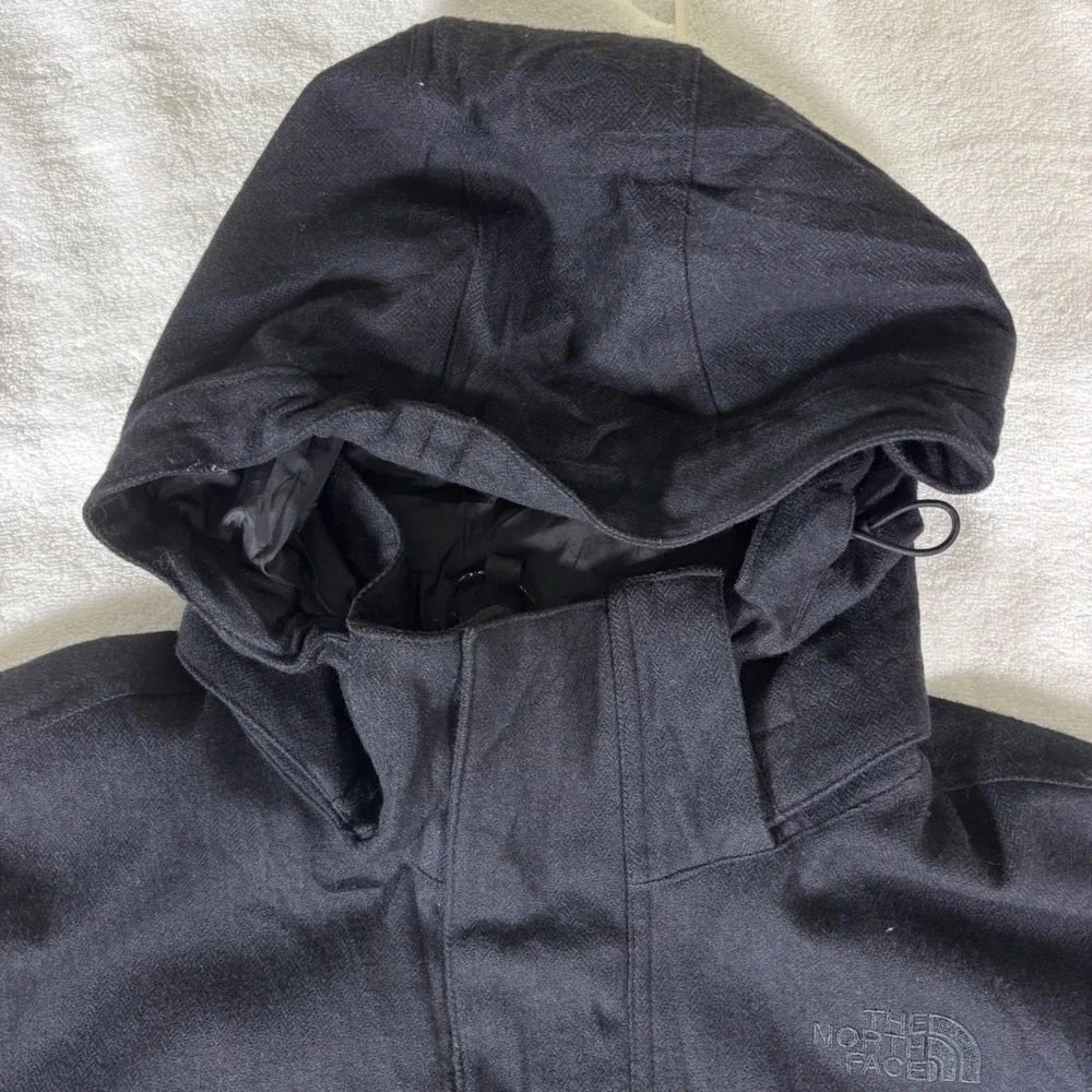 North Face Mens Wool Hooded Parka‎ Jacket Large Dark Charcoal Gray Warm Winter